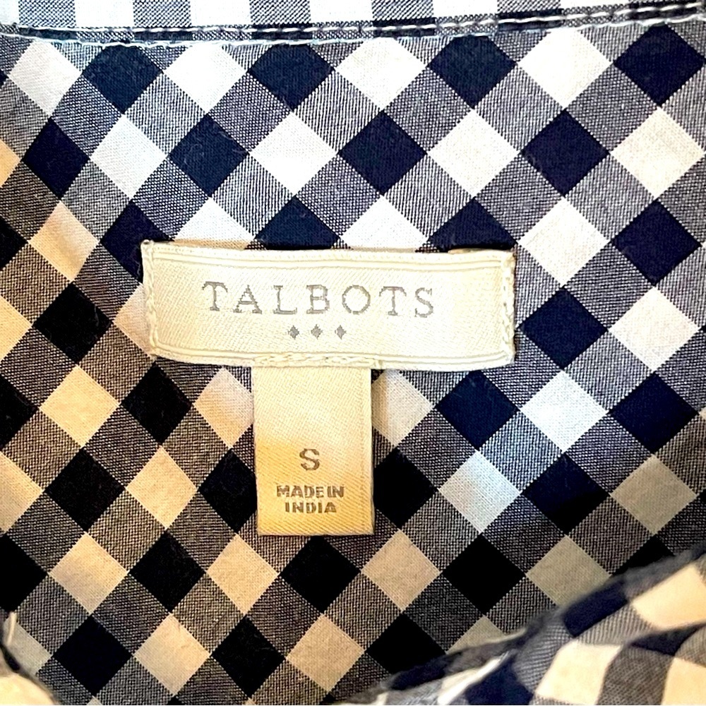 Talbots Blue White Gingham Button Down Tunic S EUC - image 4